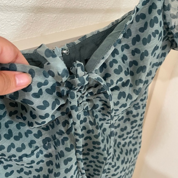 Blue Blush Women’s Blue Green Patterned Puff Sleeve Mini Dress - Picture 6 of 9